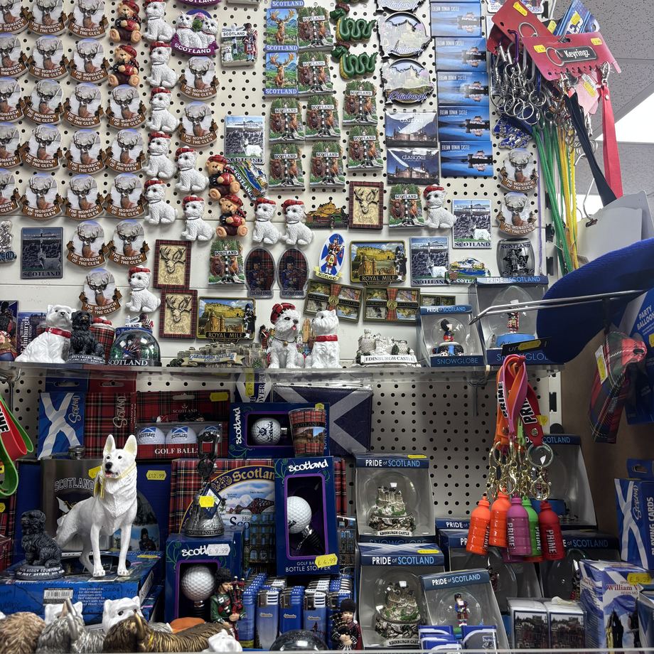 Scottish figurines, snow globes and gifts