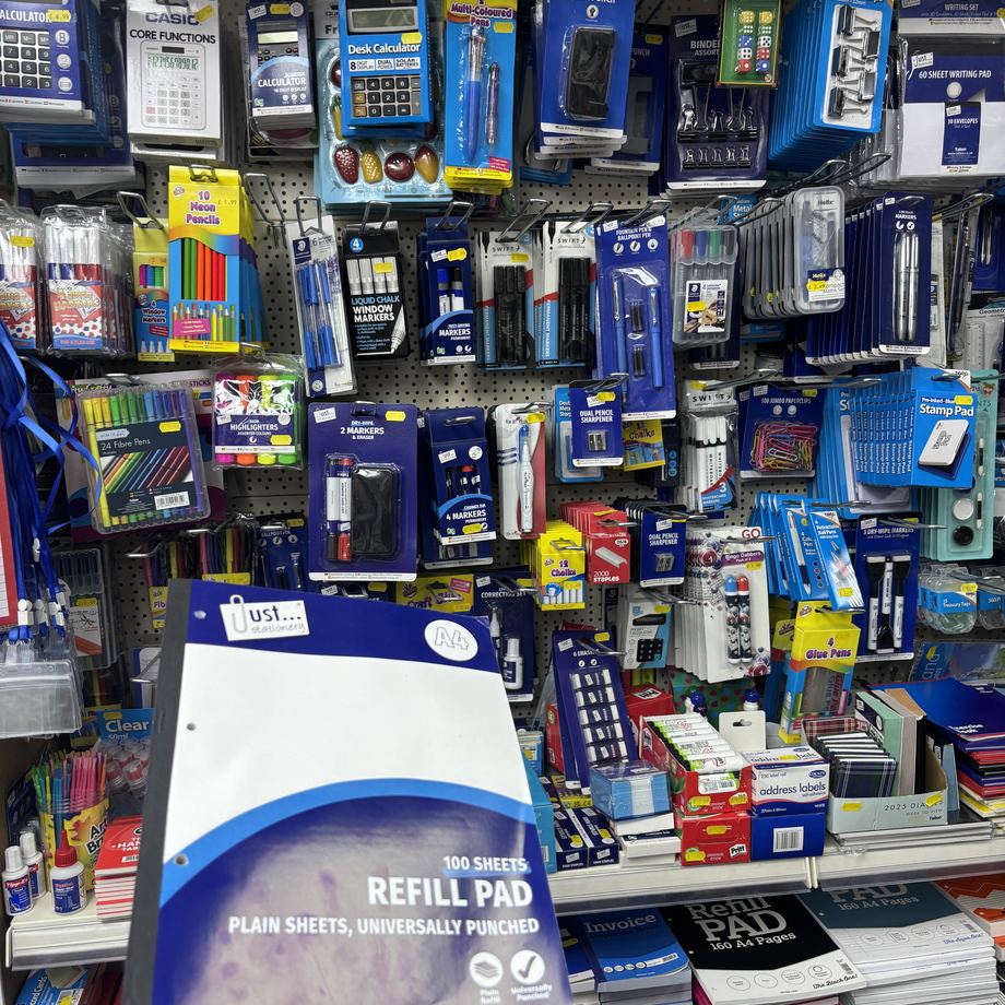 Calculators, pens and notebooks
